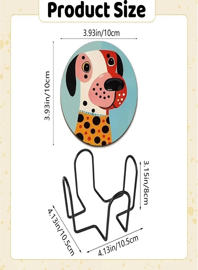 IIDEA Set of 6 Wood Coasters with Holder,Funny Cute Dog Drink Cup Wooden Coasters for Table Protection Absorbent Cork Base Farmhouse Housewarming Gifts,Heat-Resistant - Image 2